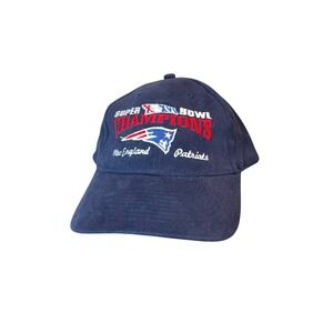 Vintage 2002 NFL New England Patriots Super Bowl XXXVI 36 Champions Hat Blue
